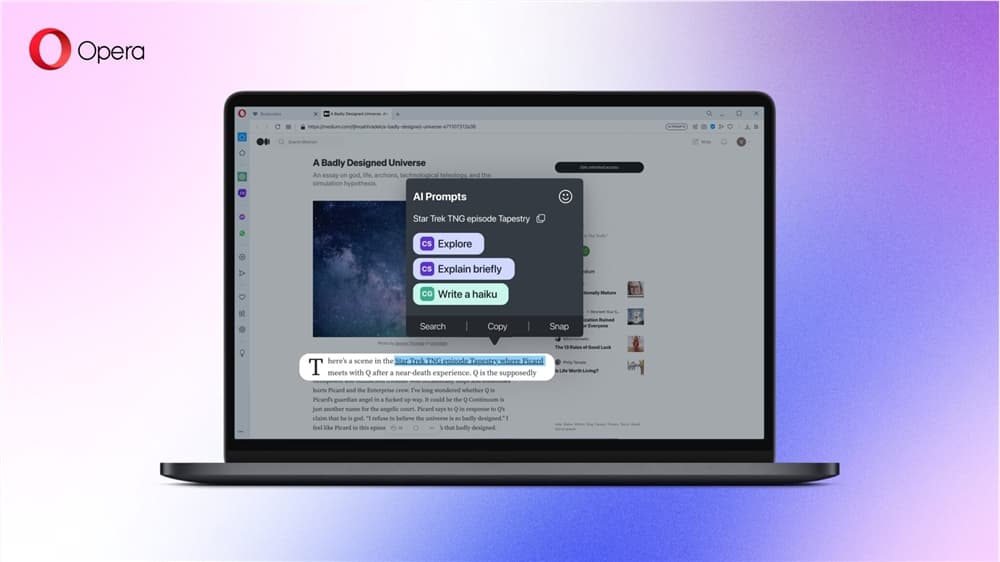 十億安卓用戶福音!Opera Mini 加入 AI 大軍，新聞、圖像一鍵生成