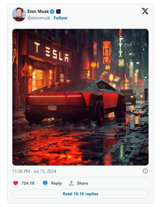 ​馬斯克發佈AI生成亂碼的Cybertruck圖像，網友們反響不一