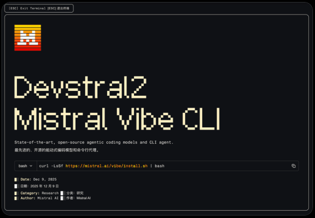 Mistral Launches Devstral 2: 123B Code Power + SWE-bench 72.2 Points, Free API + Local CLI Arrive with a Bang!