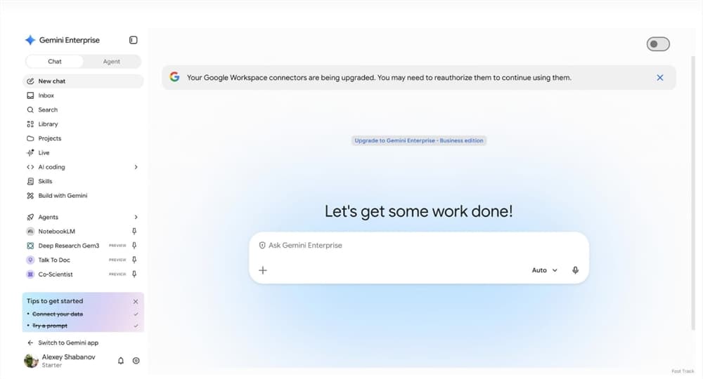 谷歌升級Gemini Enterprise:優化界面並推進Workspace連接器重構