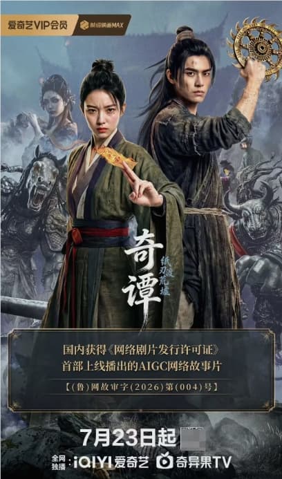 國內首部持"網劇片許可證"的 AIGC 故事片《奇譚》在愛奇藝開播