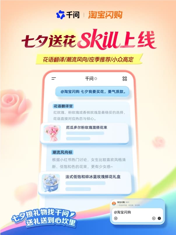 千問APP上線七夕AI送花助手 還能測情侶默契度