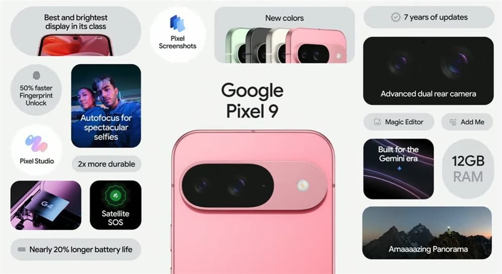 AI加持!谷歌Pixel 9系列手机发布:搭载Tensor G4芯片 支持Gemini