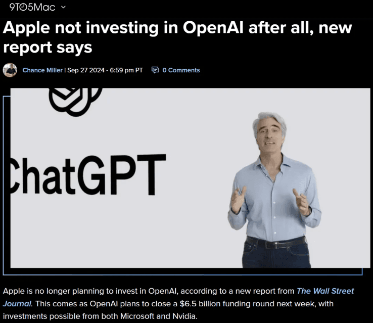 Apple Steps Back from $6.5 Billion Funding: OpenAI Faces Risks in Large-Scale Financing