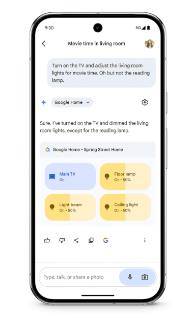 谷歌 Gemini AI 智能家居控制功能全面上线