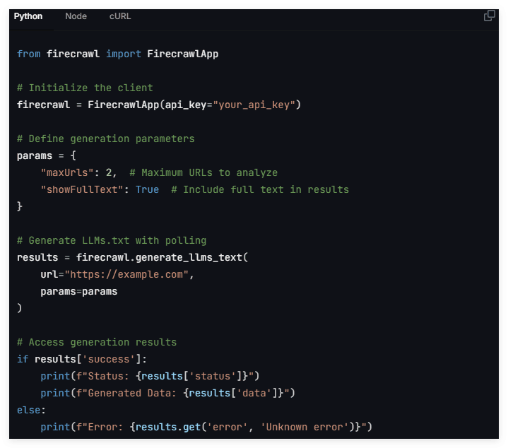 Firecrawl推出LLM.txt API:提供網址即可生成任意網站的LLM.txt