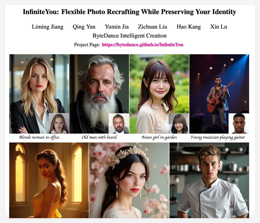 字节推文生图框架InfiniteYou :可保持人脸特征,场景随便换