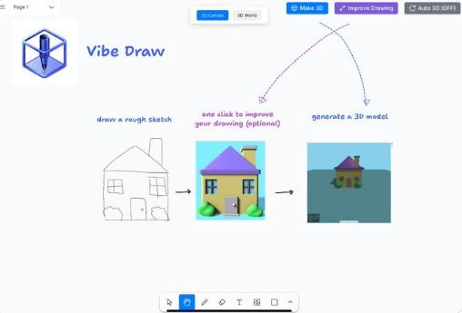 Vibe Draw:将孩子的随手涂鸦一键转3D世界