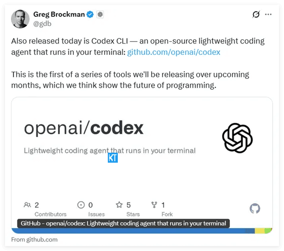 OpenAI开源超Agent:Codex CLI,五小时内破 5000 颗星