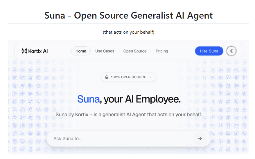 Manus開源平替!Kortix-AI正式發佈開源通用AI智能體平臺Suna