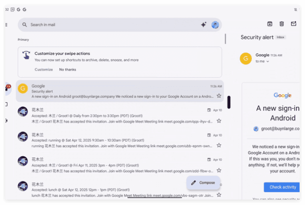 Gmail 更新:Android 平板用户迎来全新界面和 AI 功能