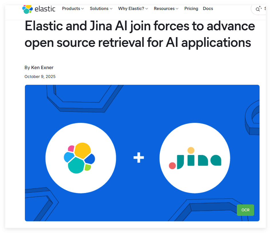 Elastic 完成对 Jina AI 的收购,推动 AI 搜索技术创新