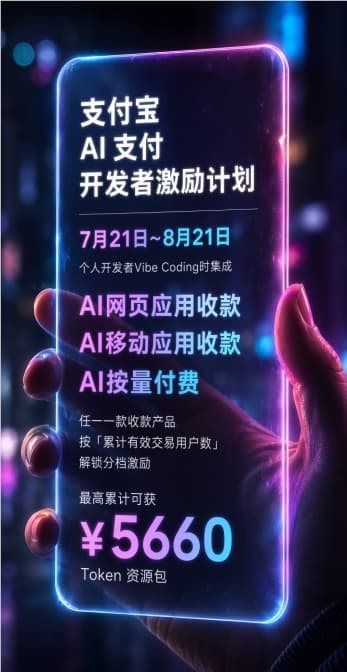 加碼個人開發者生態扶持,支付寶升級AI支付開發者激勵計劃